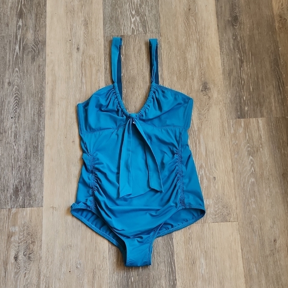 MALIA MILLS BLUE One Piece Swimsuit with Halter Neck and Bow - Picture 2 of 16